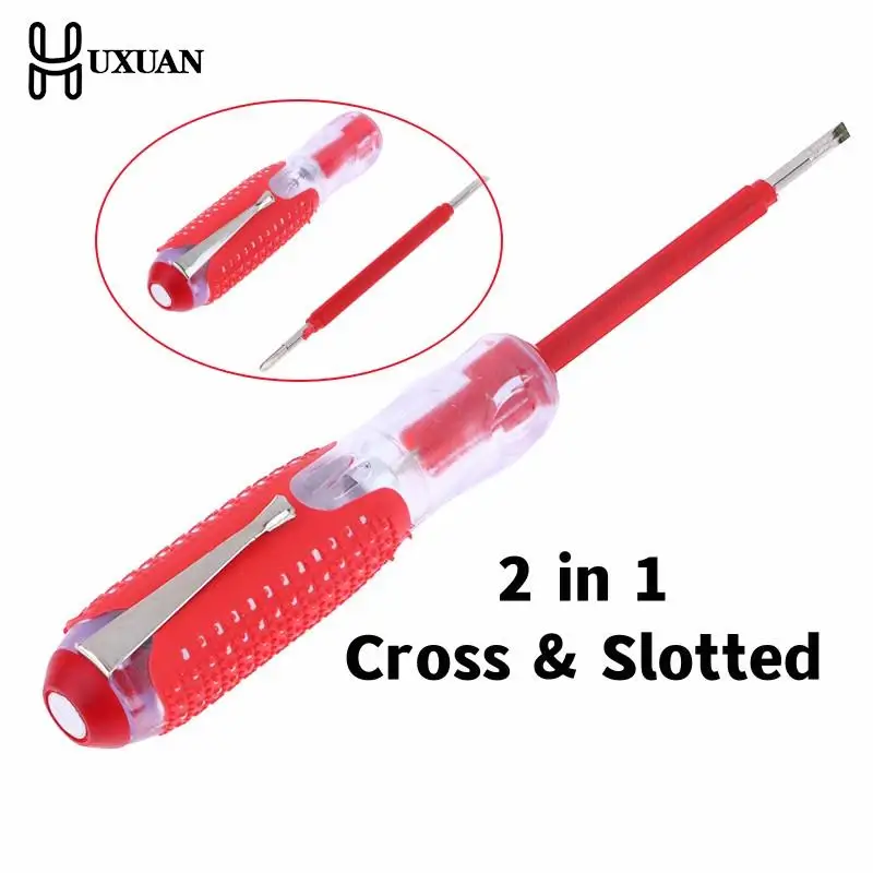 1pcs Red 100-220V Voltage Indicator Cross & Slotted Screwdriver Electric Test Pen Tools