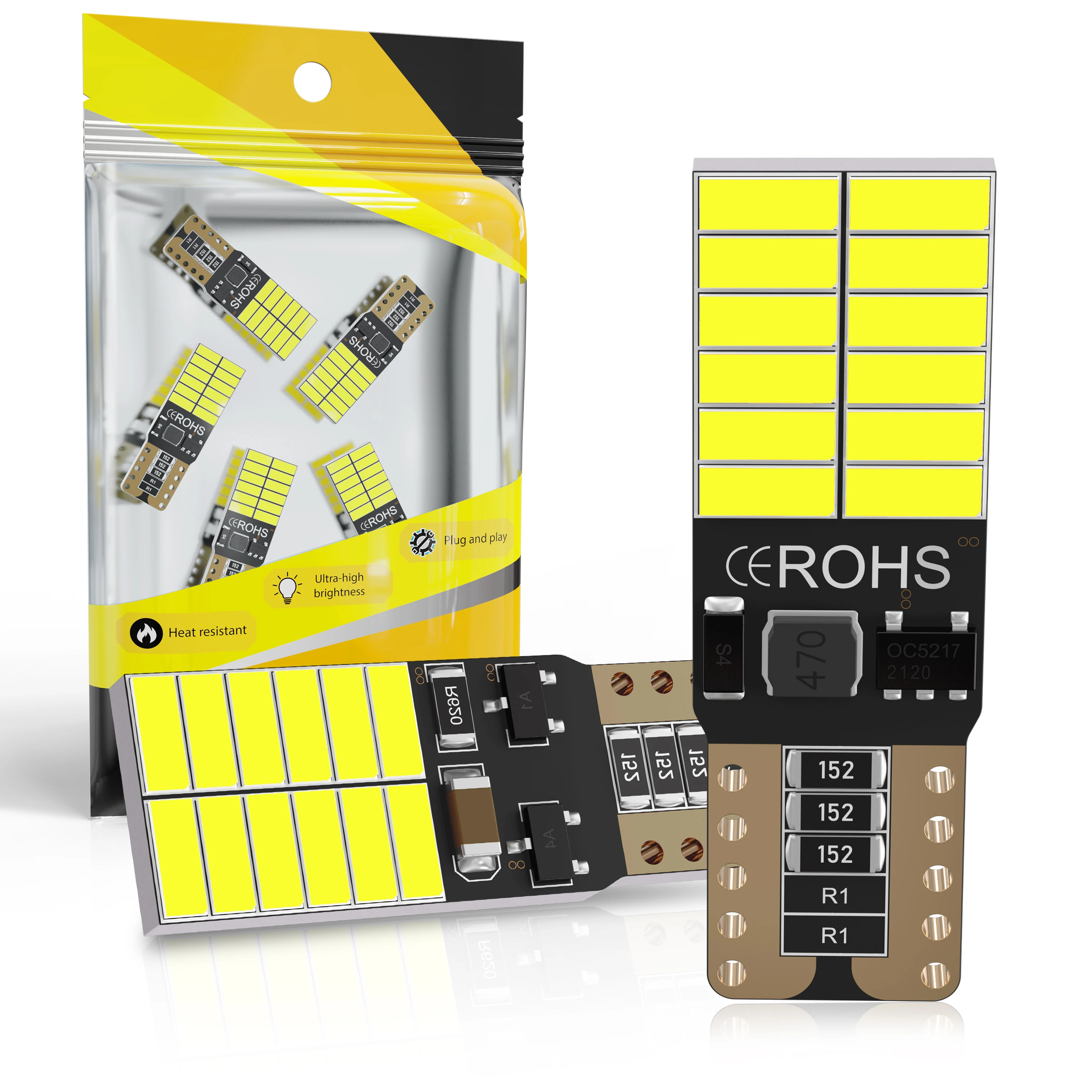 

Guadsun 2PCS LED T10 W5W W3W 194 168 2825 4014SMD 10000k Multiple Colors 12V 2.4W Super Bright License Plate Light Signal