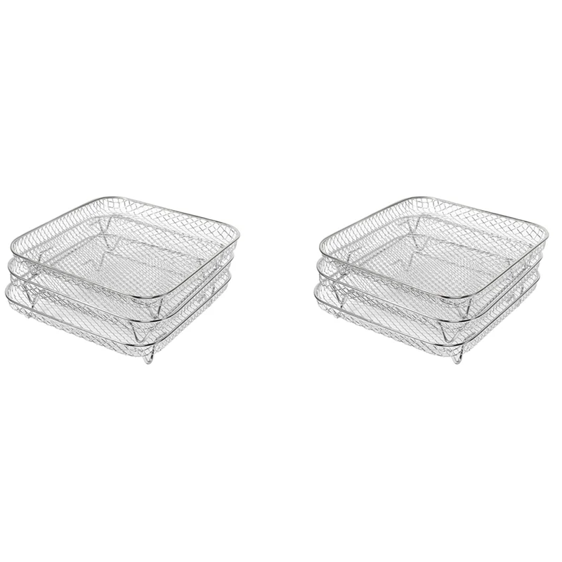 2X Drie-Tier Air Friteuse Grillrek Rvs Airfryer Tool Bakplaat Roosteren Koken Rack Air Friteuses-CLIM