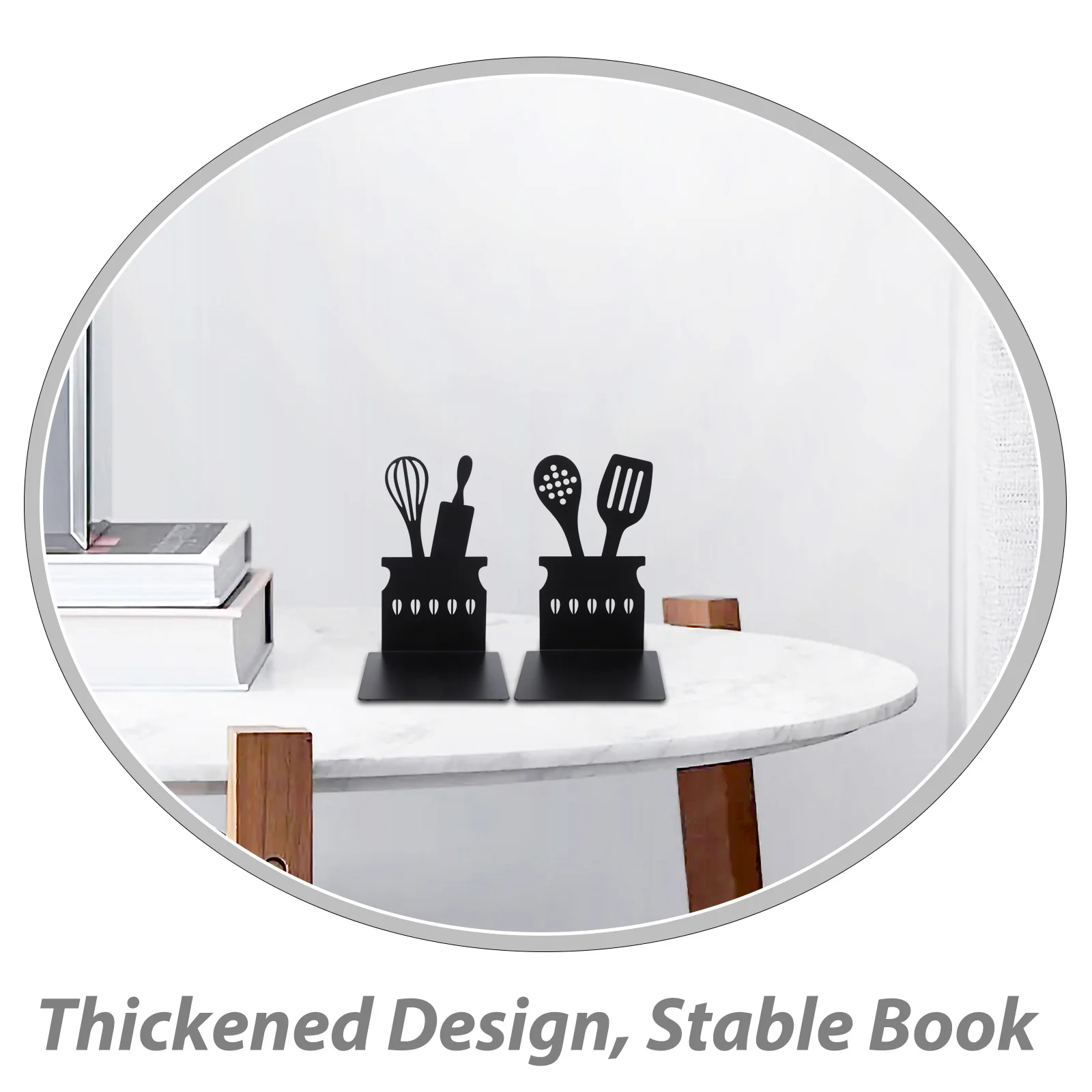 2pcs 1 Pair Of Kitchenware Design Bookends Metal Non-Slip Tableware Shaped Book Holders For Office Study Decorative Bookends For
