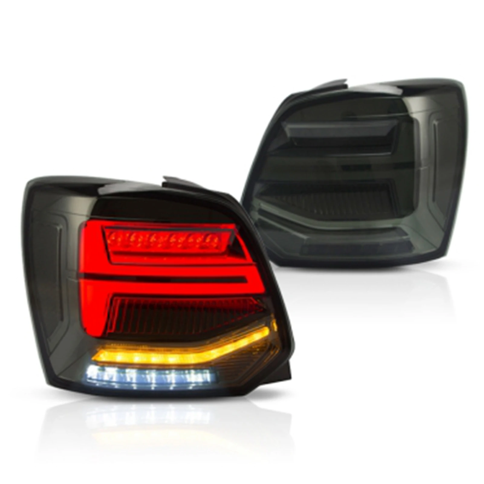 VLAND Full LED Dynamic Tail Lights Turn Signal Smoked Lens Taillight Assembly for VW  Polo 20011 2012 2013 2014 2015 2016 2017