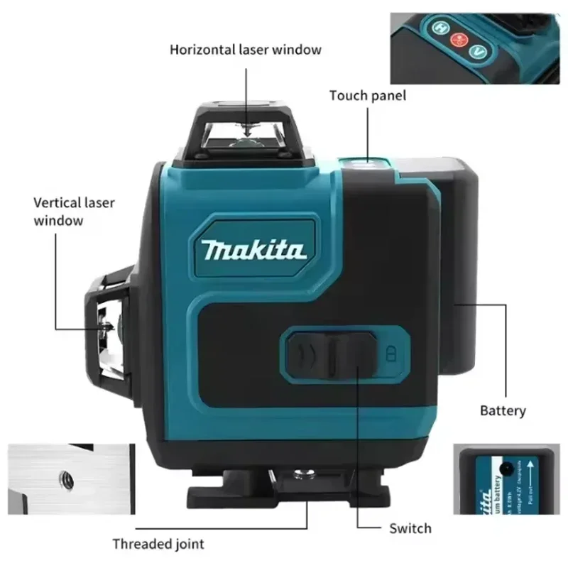 Makita 360 Horizontal Vertical Cross Level Green 16-Line Laser Light High-Precision High-Precision Wall-Mounted PortableTool