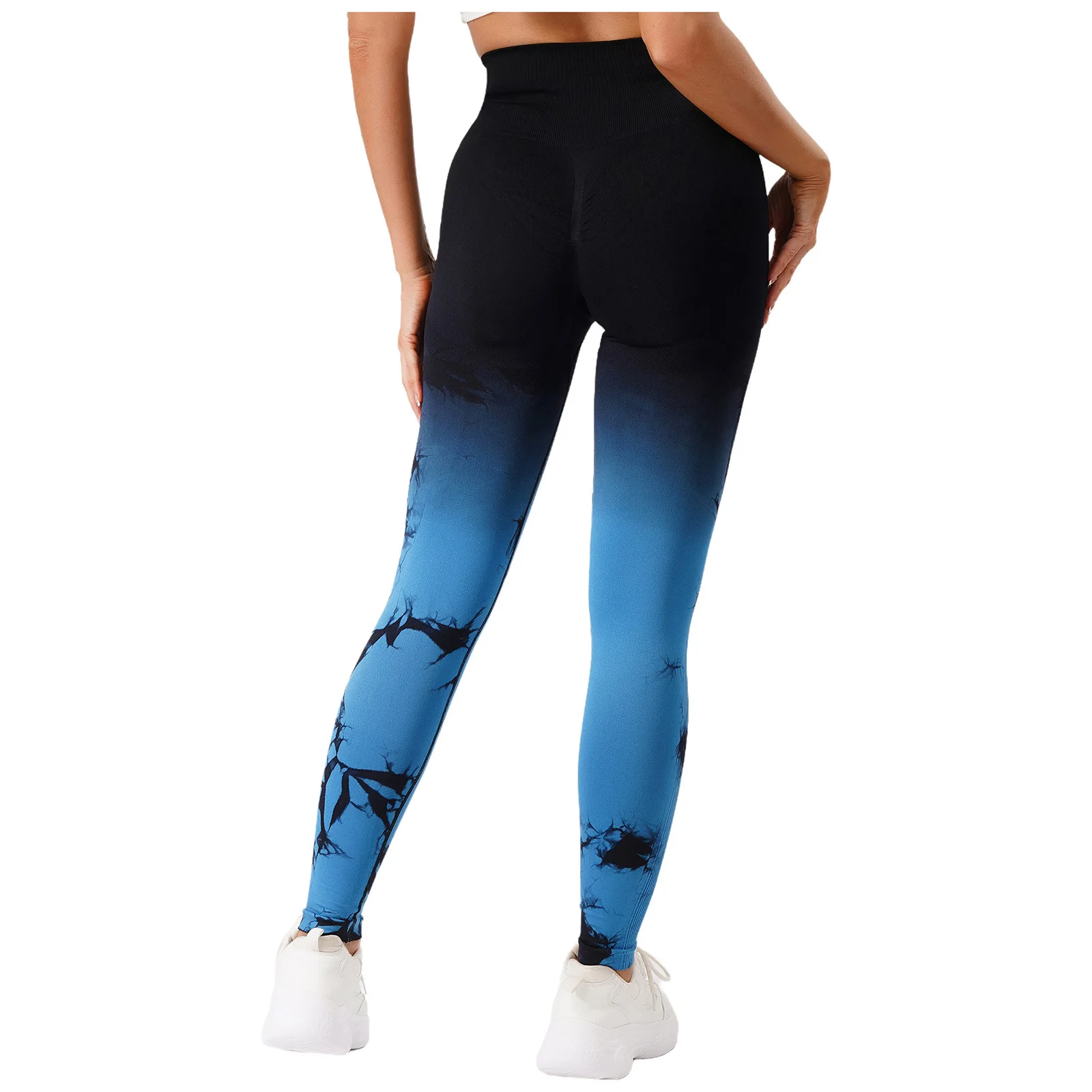 Women Tie-Dye Printed Yoga Pants Workout Leggings High Waist Tummy Control Butt Lifting Pants for Yoga Cycling Running Jogging