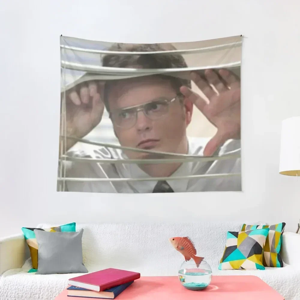 Dwight Schrute Watching Through the window Tapestry Cute Room Decor Things To Decorate The Room Tapestry