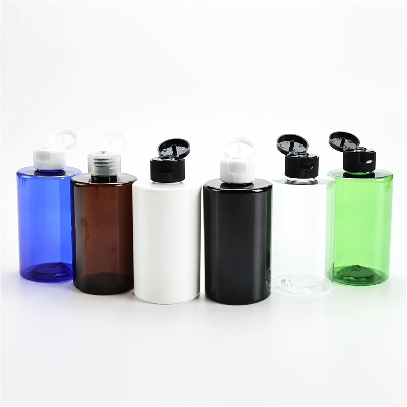 

Multicolor 200ML X 25 Empty Cosmetic Flat Shoulder Plastic Refillable Bottles With Flip Top Cap 200cc PET Shower Gel Containers