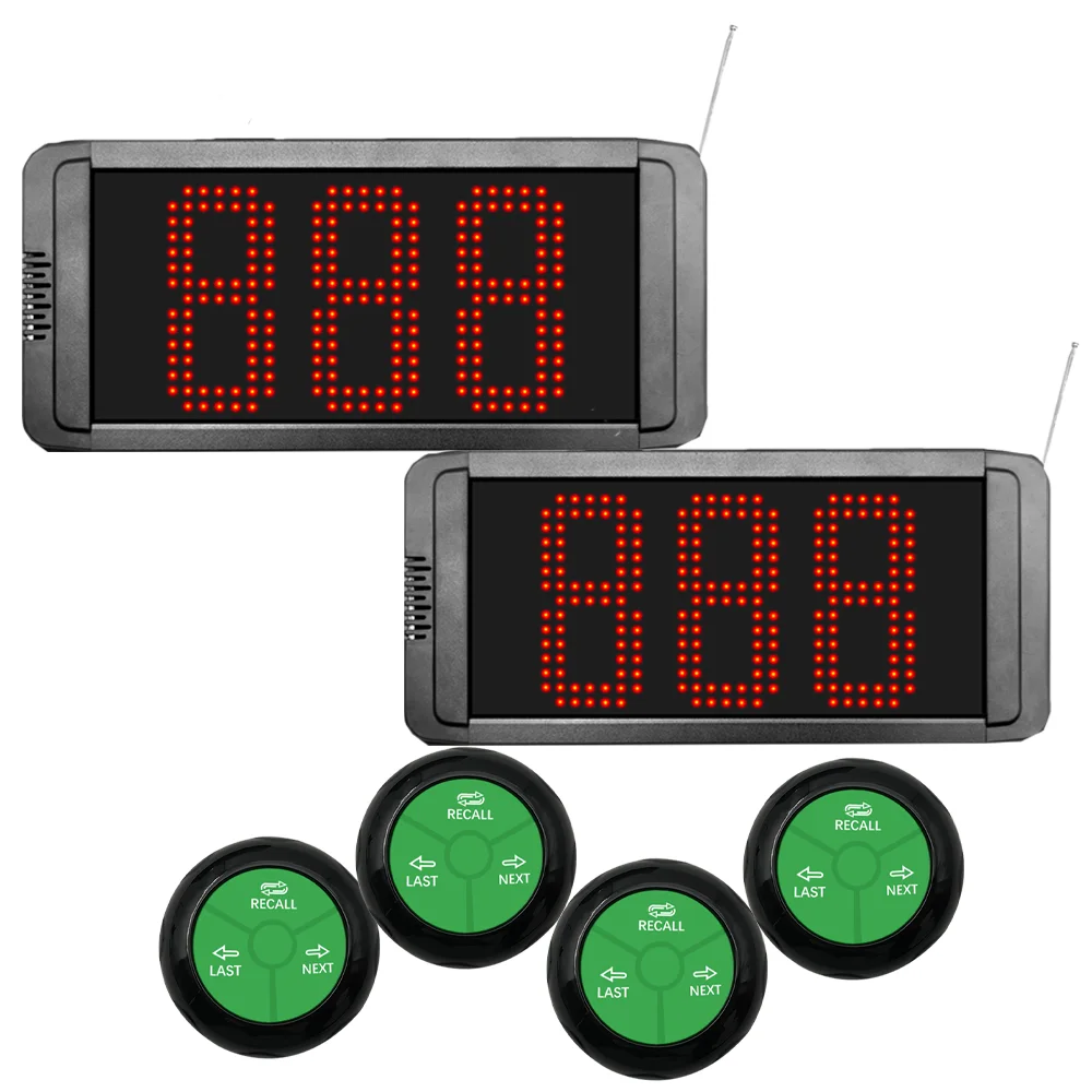 Wireless Queue Management System LED Number Display & 4-key Call Button, Long Range for Customer Service