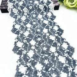 3y/lot 19.50cm Dark Blue Floral Elastic Stretch Lace Trim For Lingerie Sewing Craft DIY Apparel Fabric Lace Garment Accessory