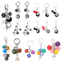 Hiphop Black Dice No. 8 Billiards Keychain Y2K Pink Lucky Dice Starburst Pendant Bag Charms Hangings Punk Ornament Accessories