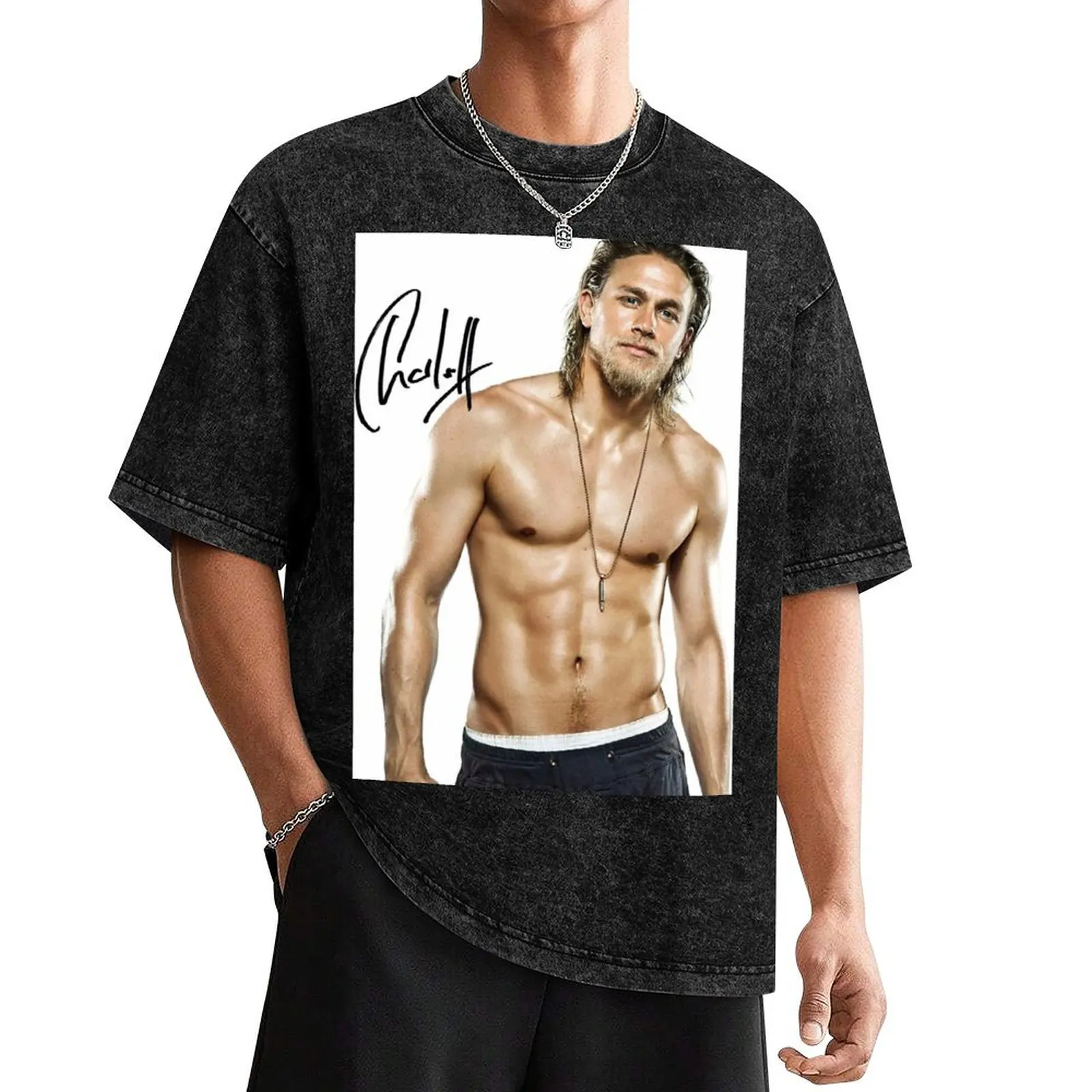 Charlie Hunnam autograph T-Shirt custom t-shirts quick-drying for a boy oversized t shirt men