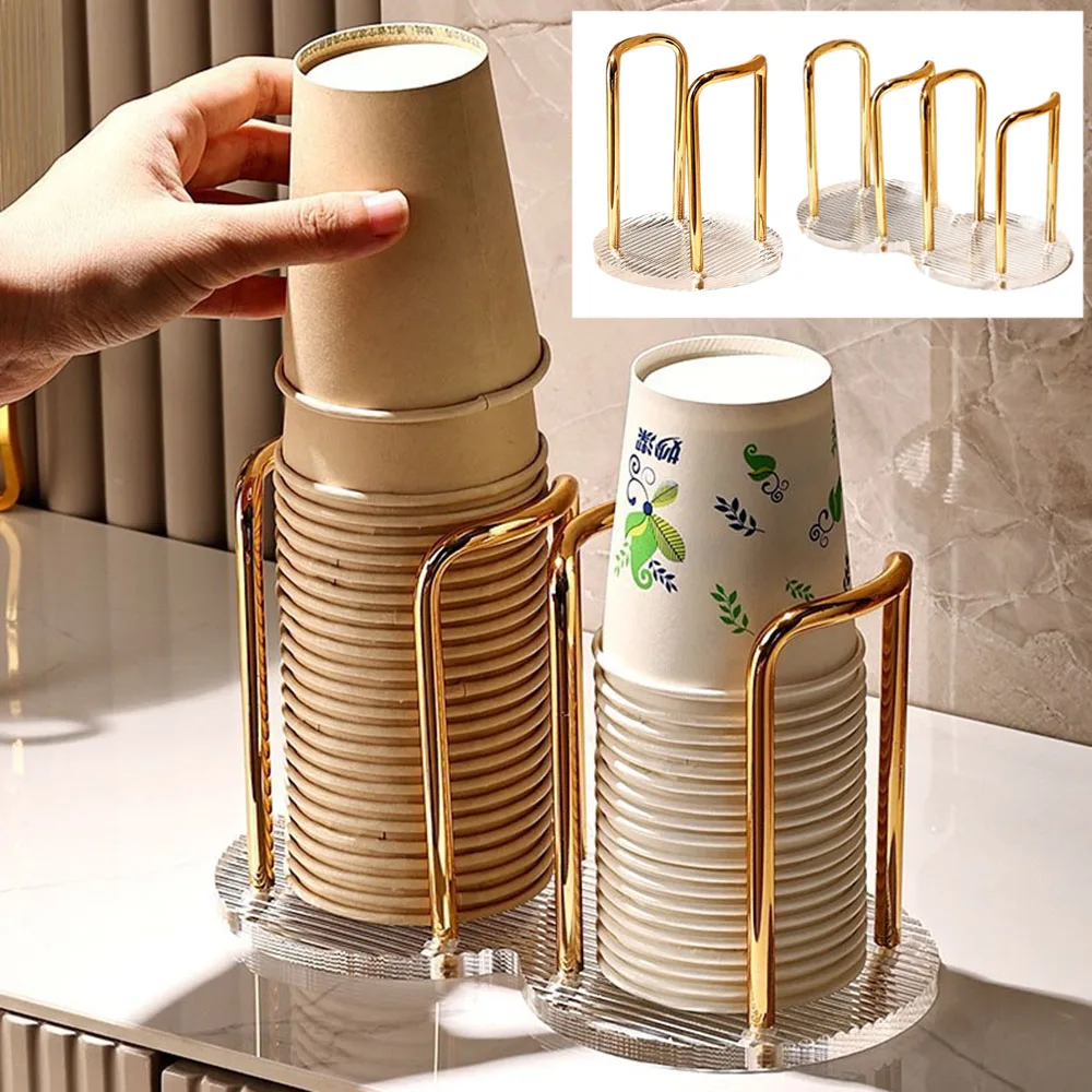 Light Luxury Disposable Cup Storage Holder Storage Rack Paper Cup Shelf  Water Cups Dispenser Rack Installed Home Supplies