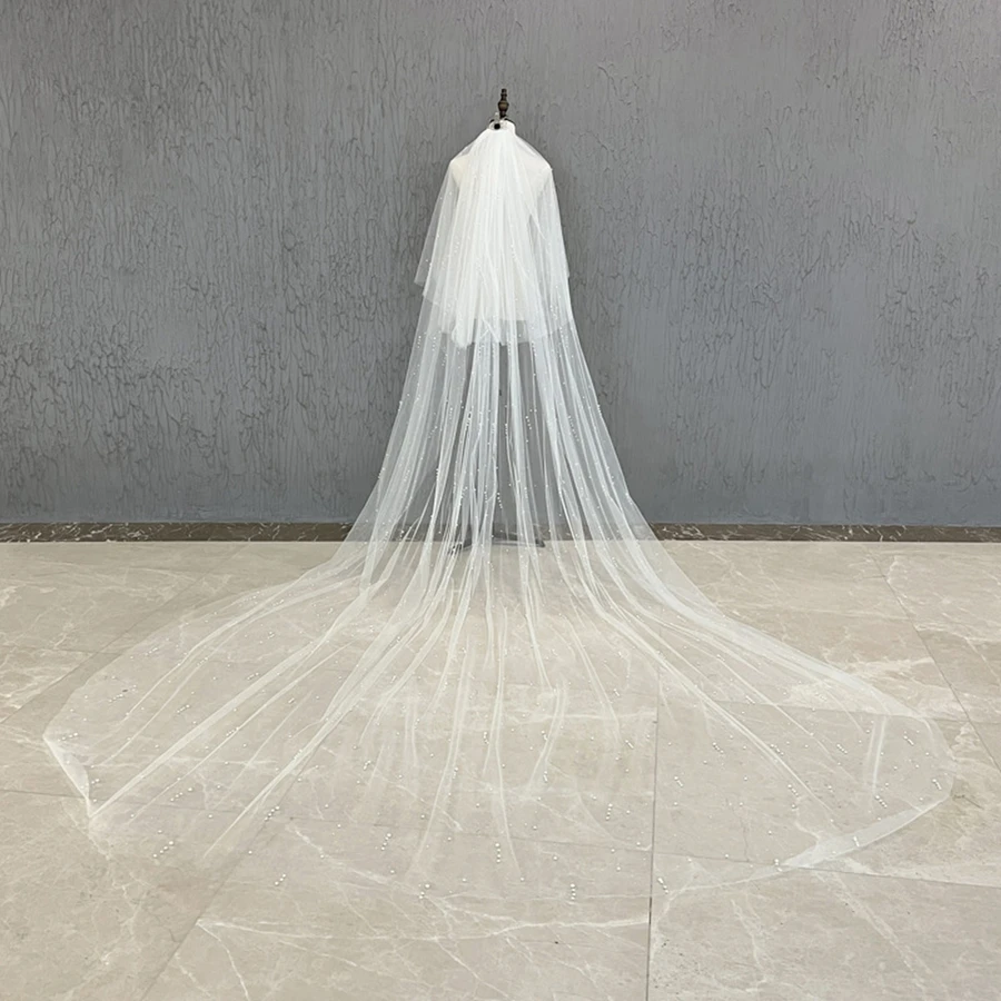 

Новое поступление, свадебная фата цвета слоновой кости, жемчуг, бисер, свадебные аксессуары для невесты, платье de novia, фата boda, свадебное платье