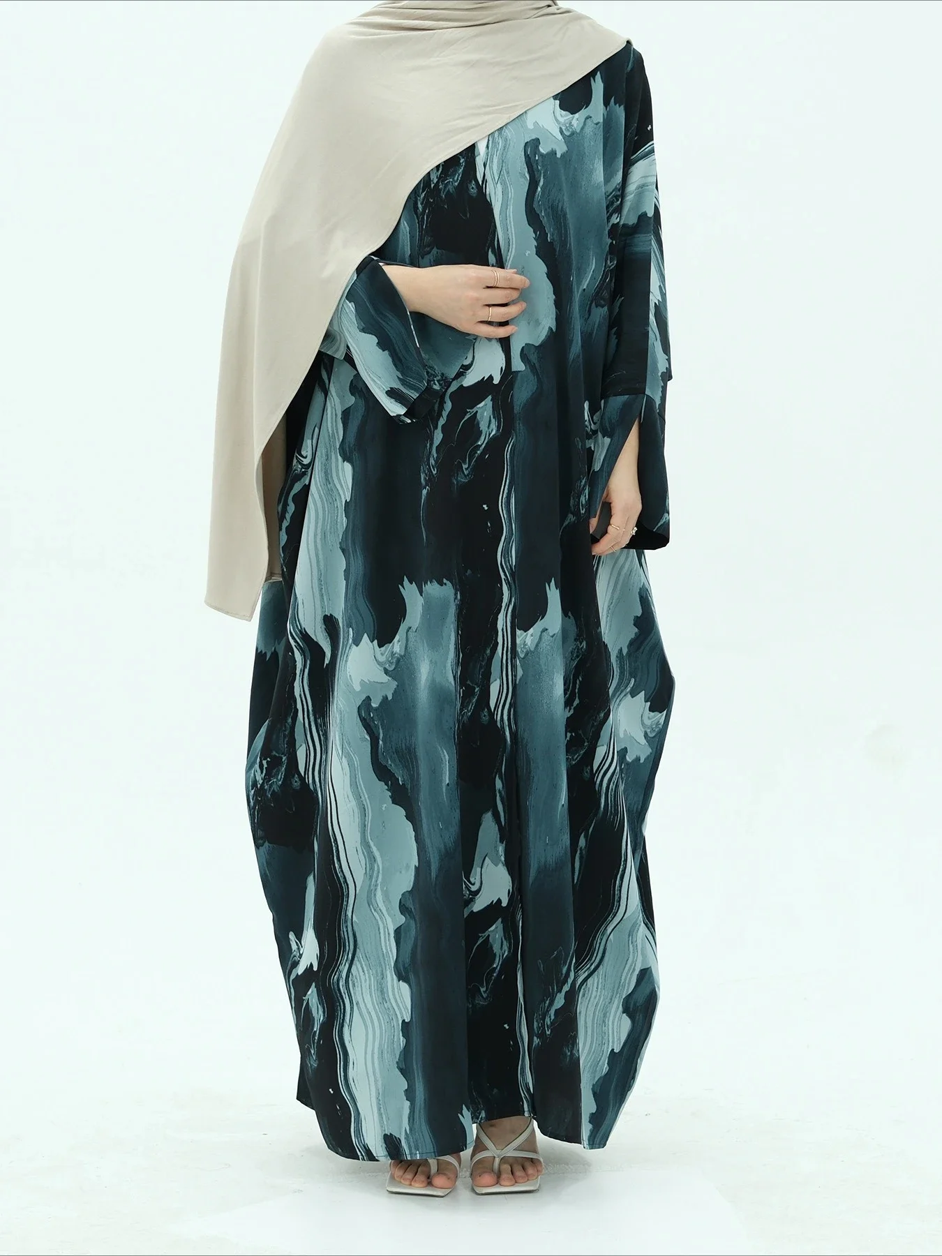 Abito musulmano per le donne Party Abaya Stampa Cardigan Ramadan Eid Arabo Abito lungo Marocco Dubai Caftano Islam Abiti Jalabiya 2025