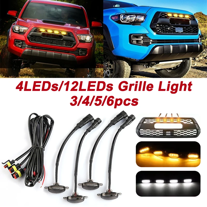 

Universal Car Front Grille LED Lamp Smoked/Yellow Lens Amber/White Light W/Harness Eagle Eye Grill Lighting For Pickup SUV Ford