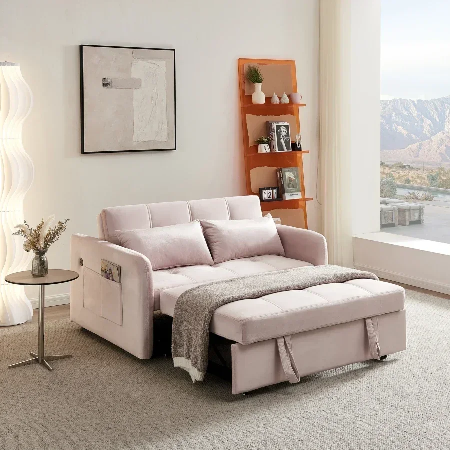 Premium   sofa bed double pull sofa bed with socket, modern and elegant velvet, easy to assemble, suitable for living room