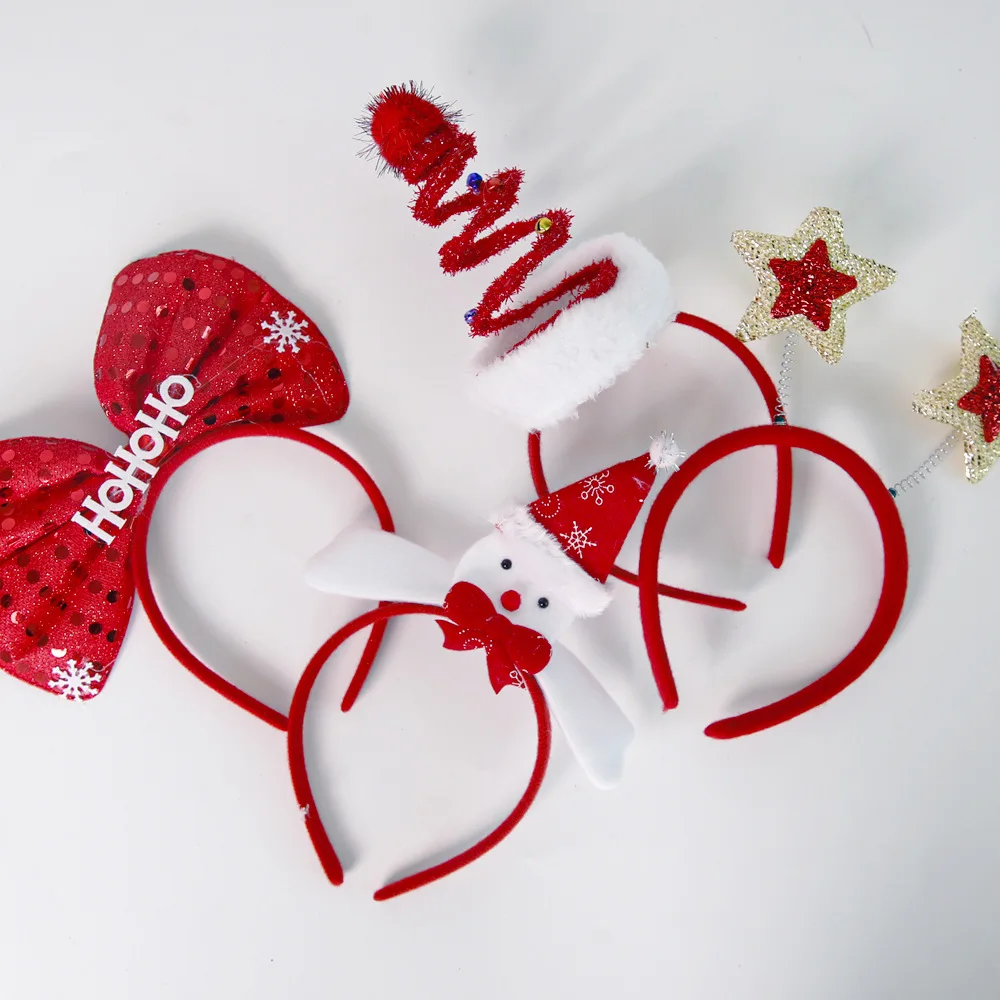 Christmas Headband Girls Party Decoration Christmas Tree Headwear Pentagram Headband Christmas