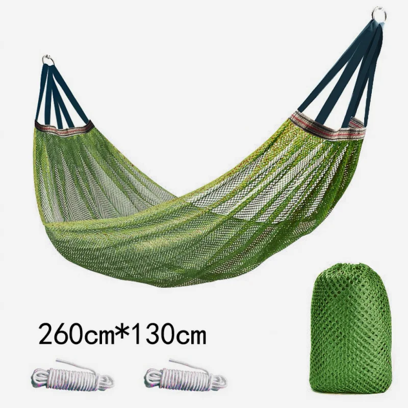 Outdoor Hammock with Ice Silk Mesh, Swing with Curved Bars, Anti-Rollover, Camping and Travel Supplies