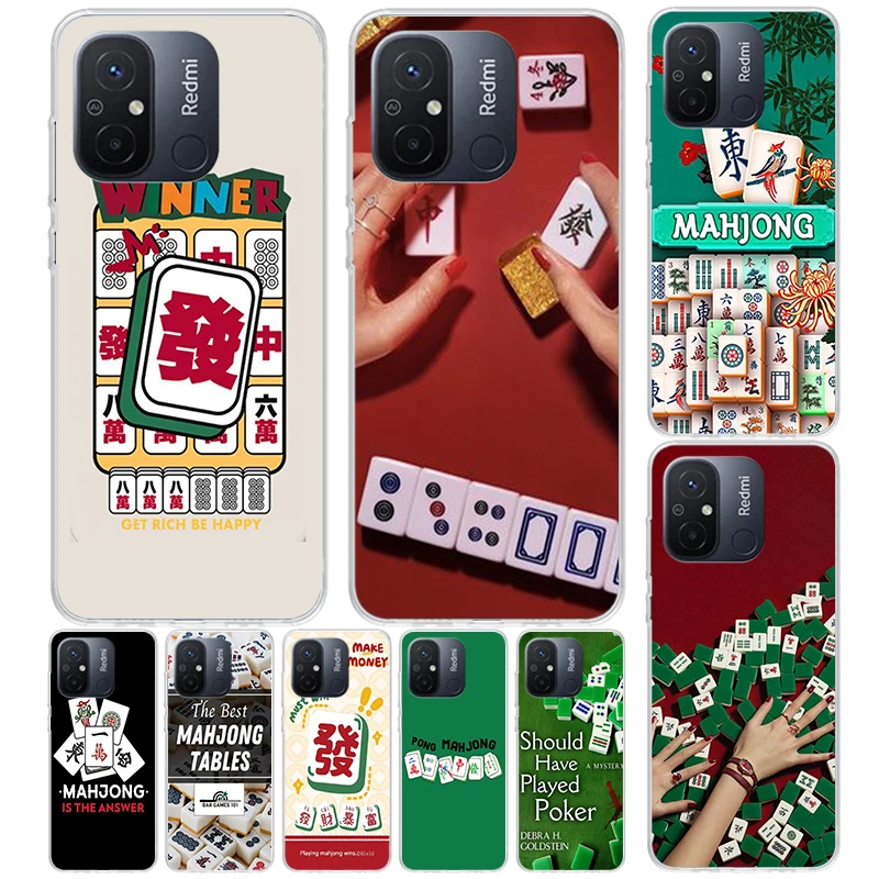 Creative Mahjong Cover For Xiaomi Redmi 12 12C 10 10C 9 9C 9T 9A Phone Case 10A 8A 8 7A 7 6A 6 Pro K60 K20 K40 S2 Print Coque