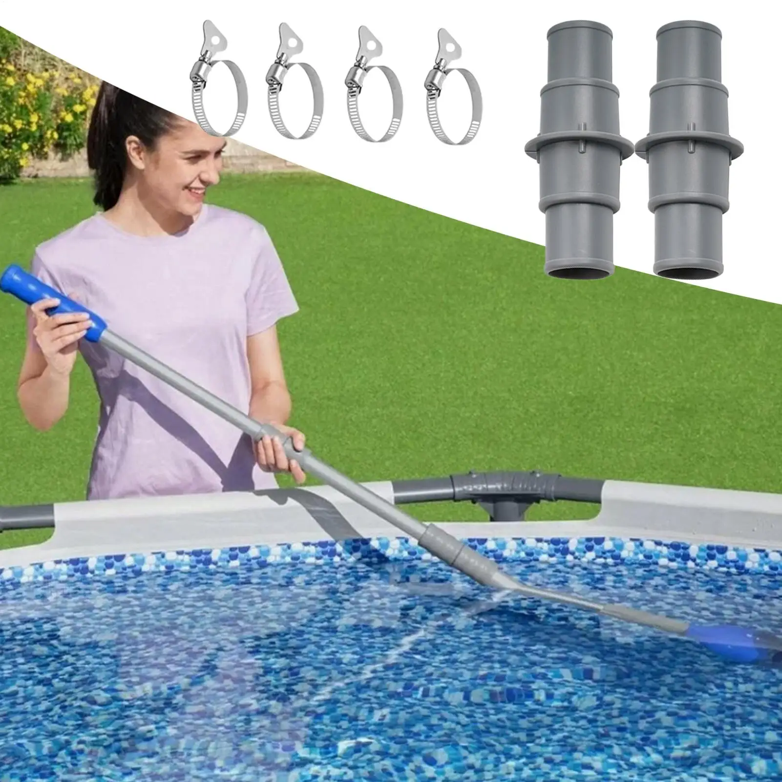 

new 1-1/4 Inch Or 1-1/2 Inch Hose Pool Hose Adapter Swimming Pool Hose Connector 2pcs Leak-Proof Cleaner Filter System Accessory