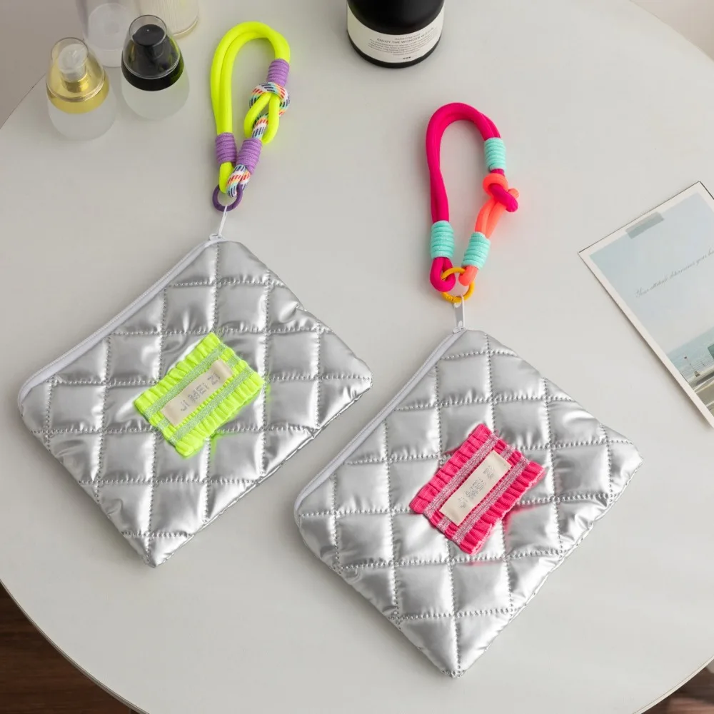 

New Silver Color Coin Purse Hanging Rope Stuffed Cotton Small Item Bag Heart Shape Handbag Wallet