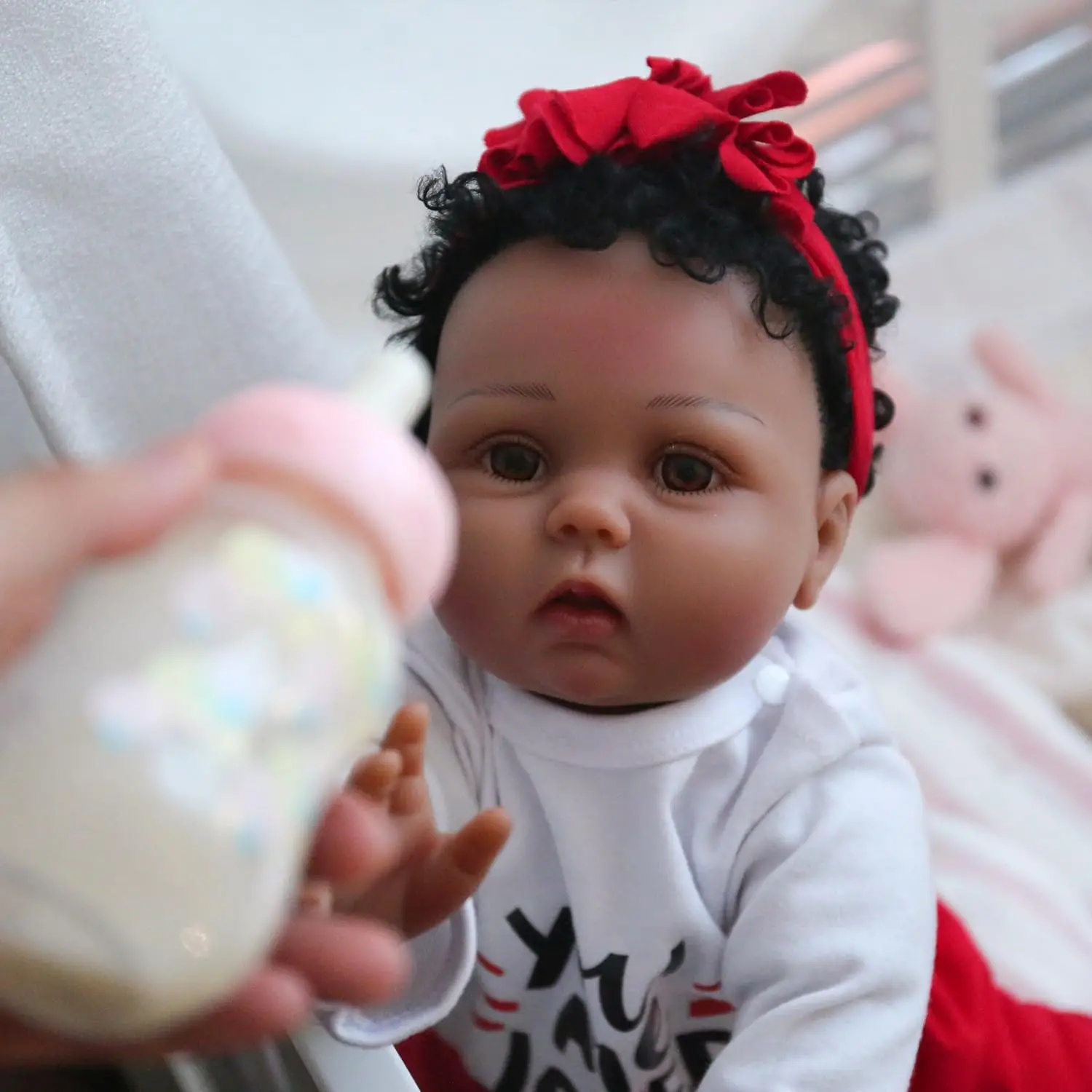 CHAREX Reborn Baby Dolls Black, 22 inches Newborn Baby Girl Doll, Realistic African American Reborn Dolls with Soft Cloth Body,