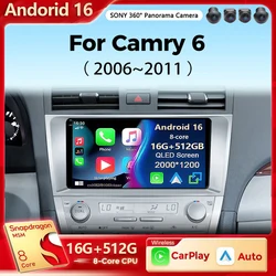 Android 16 Multimedia Player For Toyota Camry XV40 2005-2011 Carplay Android Auto Radio Car Radio 4G Navigation GPS RDS DSP 48EQ