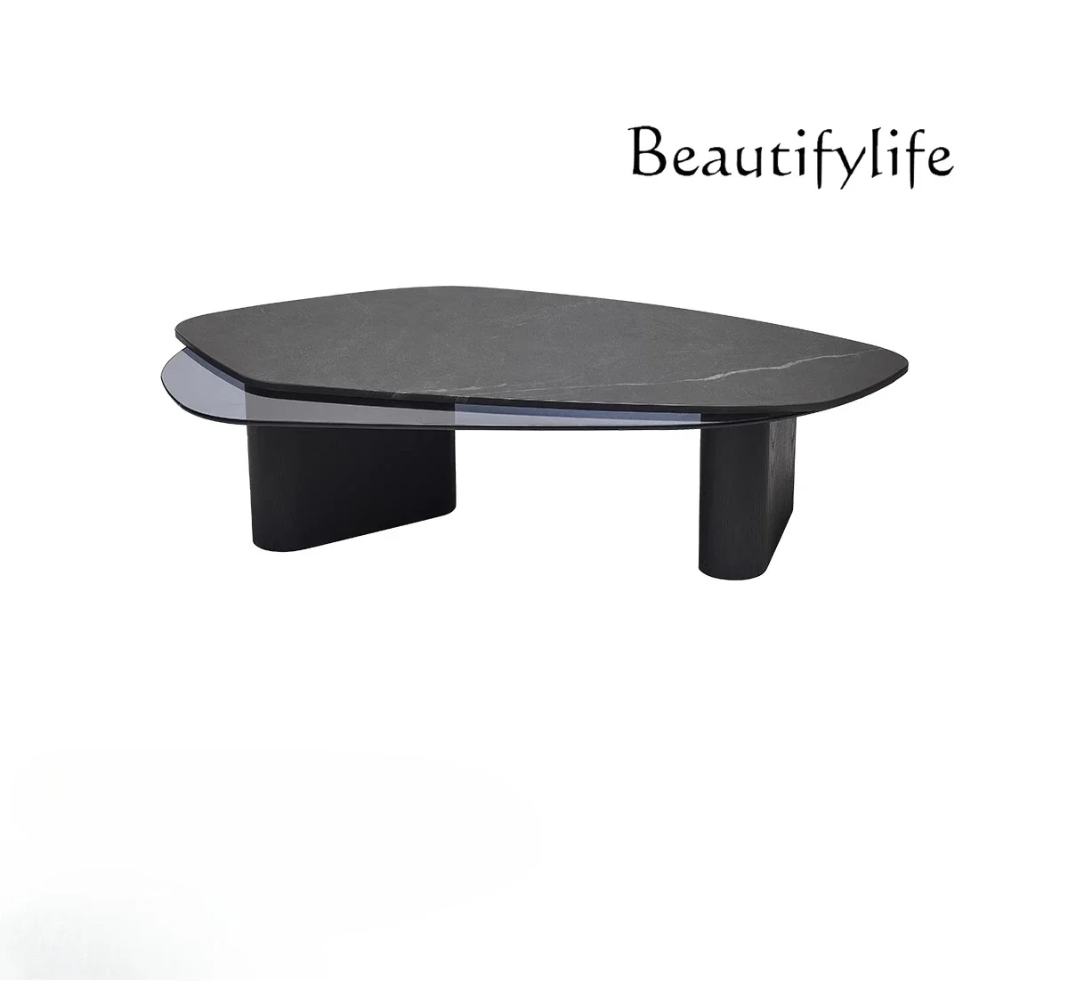 

Solid wood rock slab coffee table light luxury high-end art coffee table living room home glass tea table