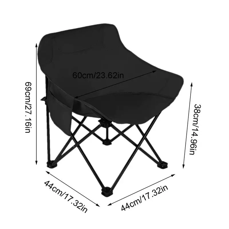 Składane krzesło kempingowe Stabilne krzesło podróżne z boczną kieszenią 600D Oxford Przenośne krzesło na zewnątrz Stołek plażowy Piknik Przenośny