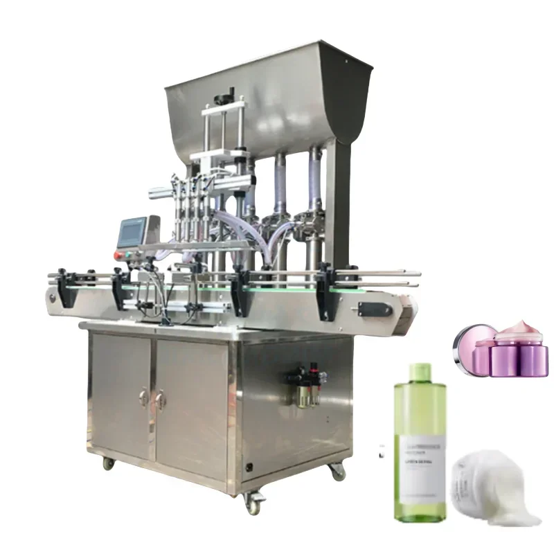 4 Heads Piston Pump Automatic Yoghurt Face Cream Lotion Body Gel Hair Spray s Cream Bottle Servo Paste Filling Machines