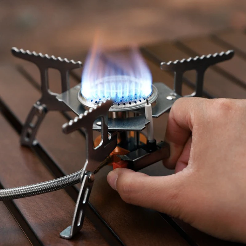 

Portable Gas Stove Stainless Steel Stove Electric Lighter Camping Burner High Thermal Power Collapsible Outdoor Cooking Stove