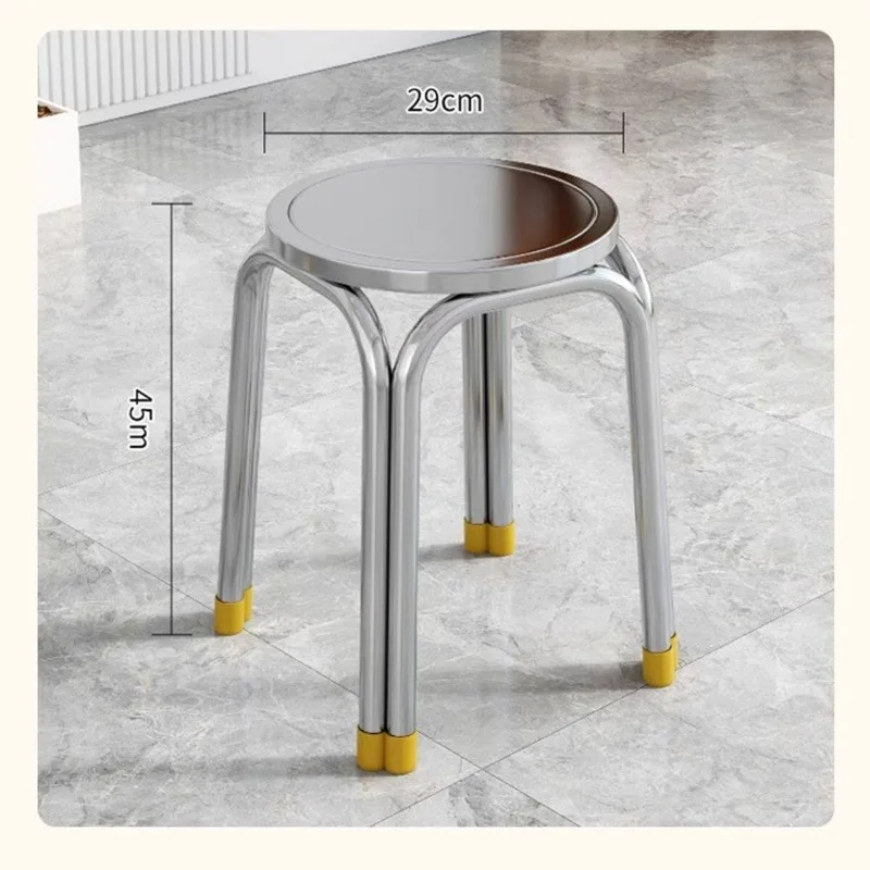 Stainless Steel Round Dining Stool Heavy Duty Metal Kitchen Counter Stool Commercial Restaurant Chair
