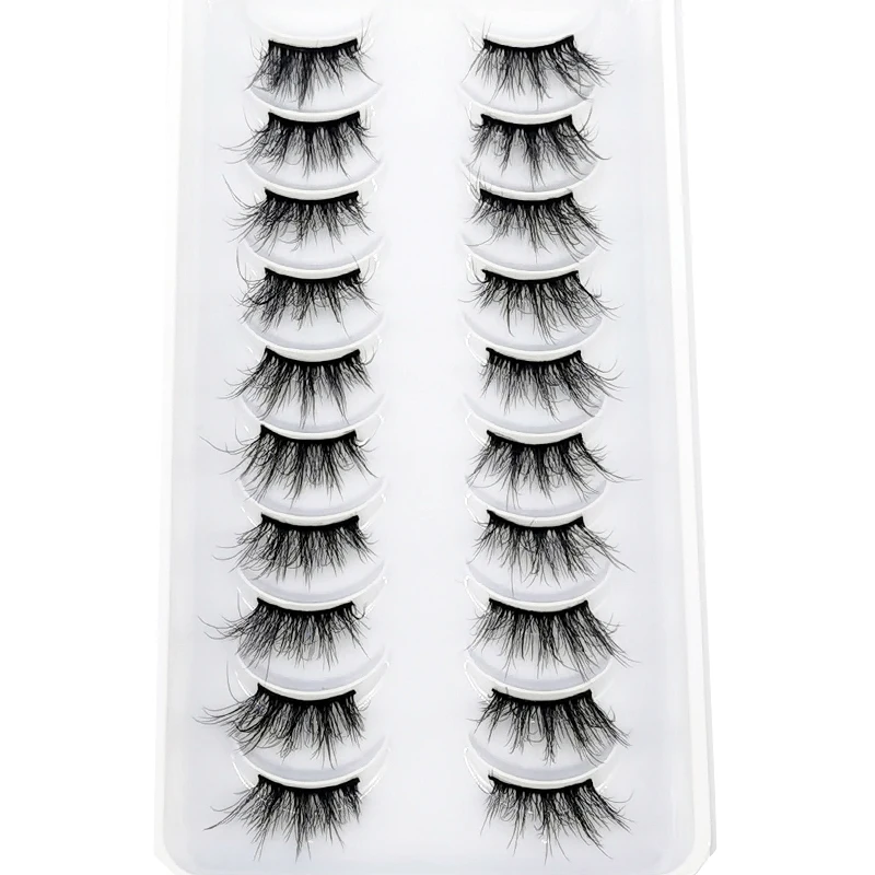 HBZGTLAD 10 ペア十字ハーフアイまつげナチュラルつけまつげ手作りフェイク 3D ミンクまつげメイクアップツールまつげエクステンション