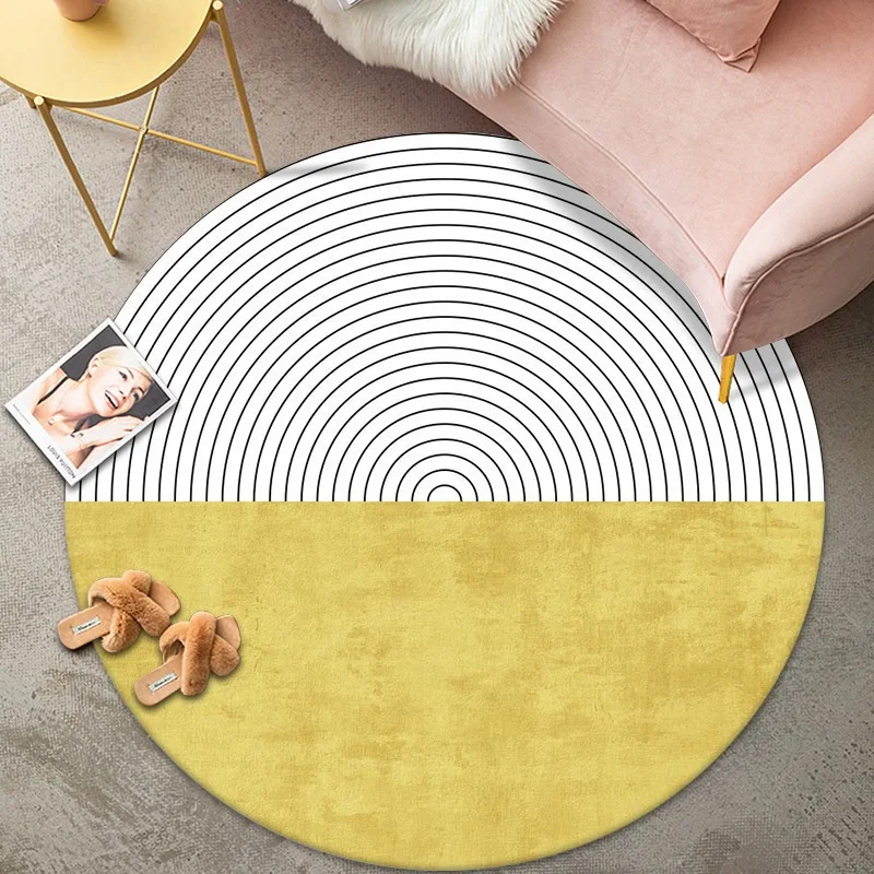 VIKAM Modern Minimalist Round Crystal Velvet Carpet For Living Room, Sofa, Bedroom, Bedside, Guesthouse Mirror Front, Home Decor