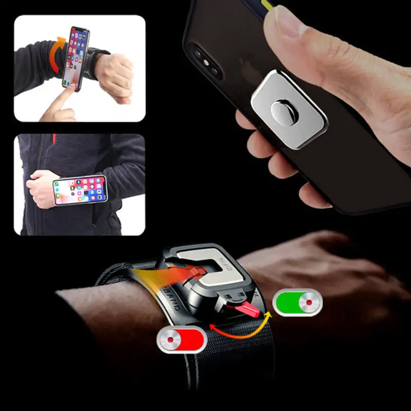 Destacável Sports Wristband para Smartphones, suporte do telefone rotativo, braçadeira universal, apto para correr, caminhadas, ciclismo, 360