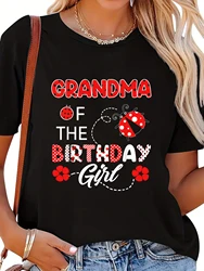 Ladybug Birthday Matching Shirt Mom Outfit Dad Mom T-shirts Graphic T Shirts Graphic Tees Summer Tops Graphic T Shirts for Women