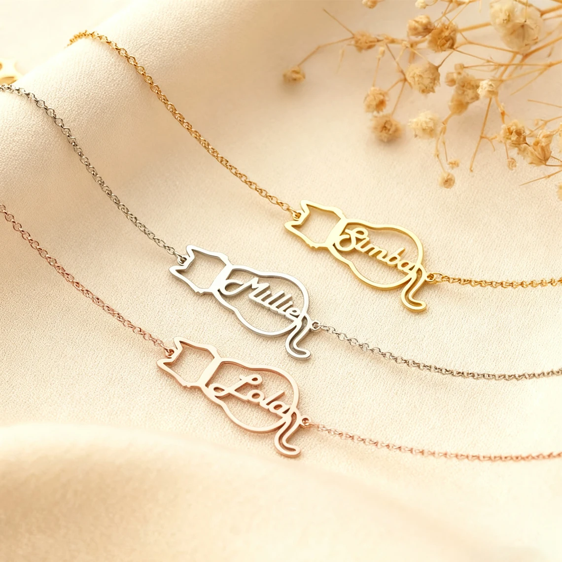 

Personalized Custom Cat Name Bracelet for Women Stainless Steel Customized Name Cat Bracelet Kids Couple Christmas Jewelry Gift