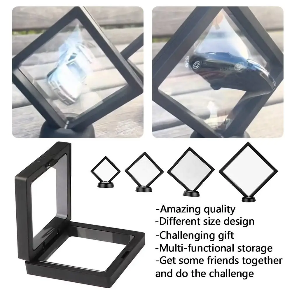 PE Film Jewelry Storage Box 3D Packaging Case Gemstone Holder Membrane Frame Free Floating Necklace Stand Display Earrings L1V7