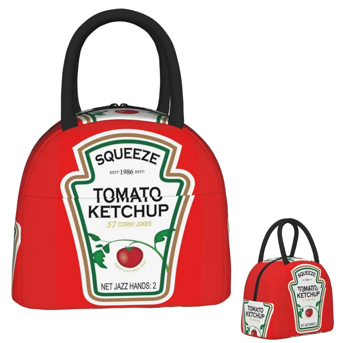 

Funny Ketchup Label Insulated Lunch Bag for Women Children Leakproof Food Boxes Thermal Lunch Box Tote
