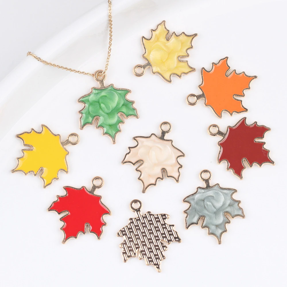

10/20 шт. цвет милый кленовый лист форма кулон серьги ожерелье браслет аксессуары для изготовления ювелирных изделий ручной работы DIY орнамент мода