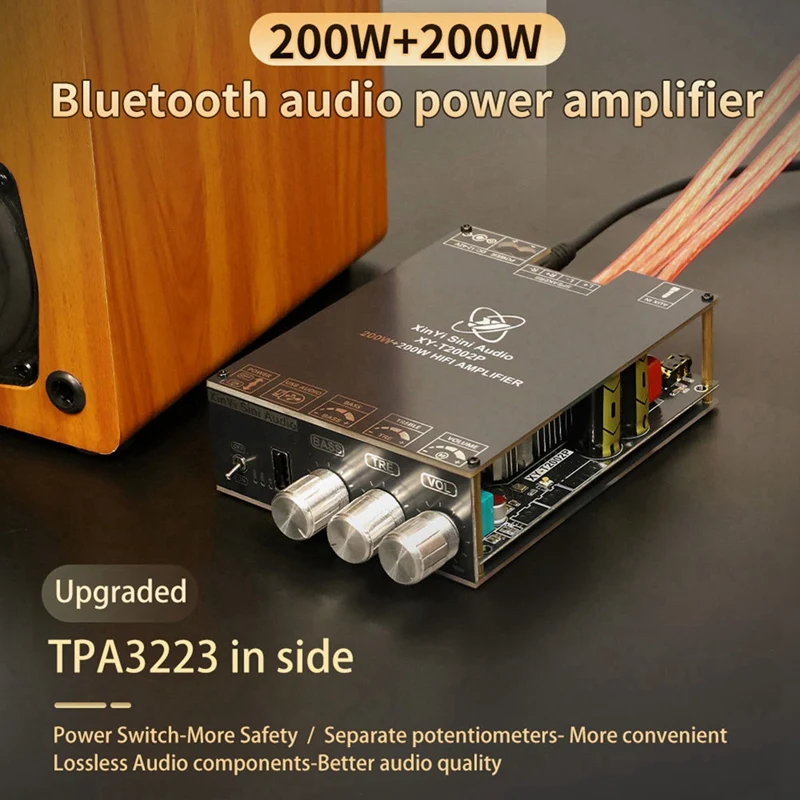 T2002P Upgraded Bluetootooth Audio Amplifier Board 200Wx2 High Power TPA3223 Sound Power Amplifier Module T2002P-ABVK