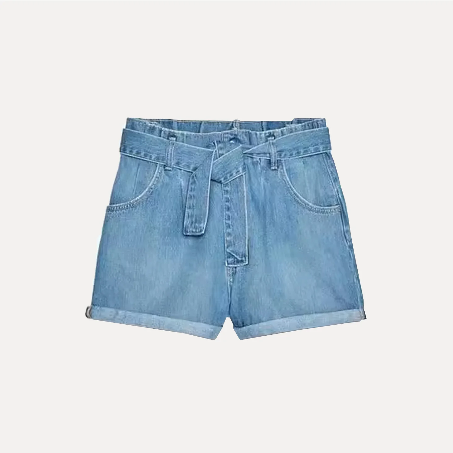 Z Tas Kertas Faionable Orts Denim Kasual Pinggang Tinggi Sle Penutup Ritsleting Poliester Pas Longgar Musim Panas Wanita