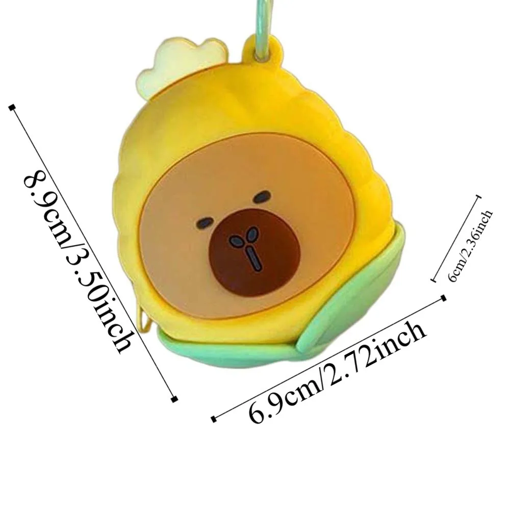 Portable Vegetable Capybara Pouch Cartoon Waterproof Hanging Rope Storage Bag Mini Creative Round Silicone Coin Purse Couple