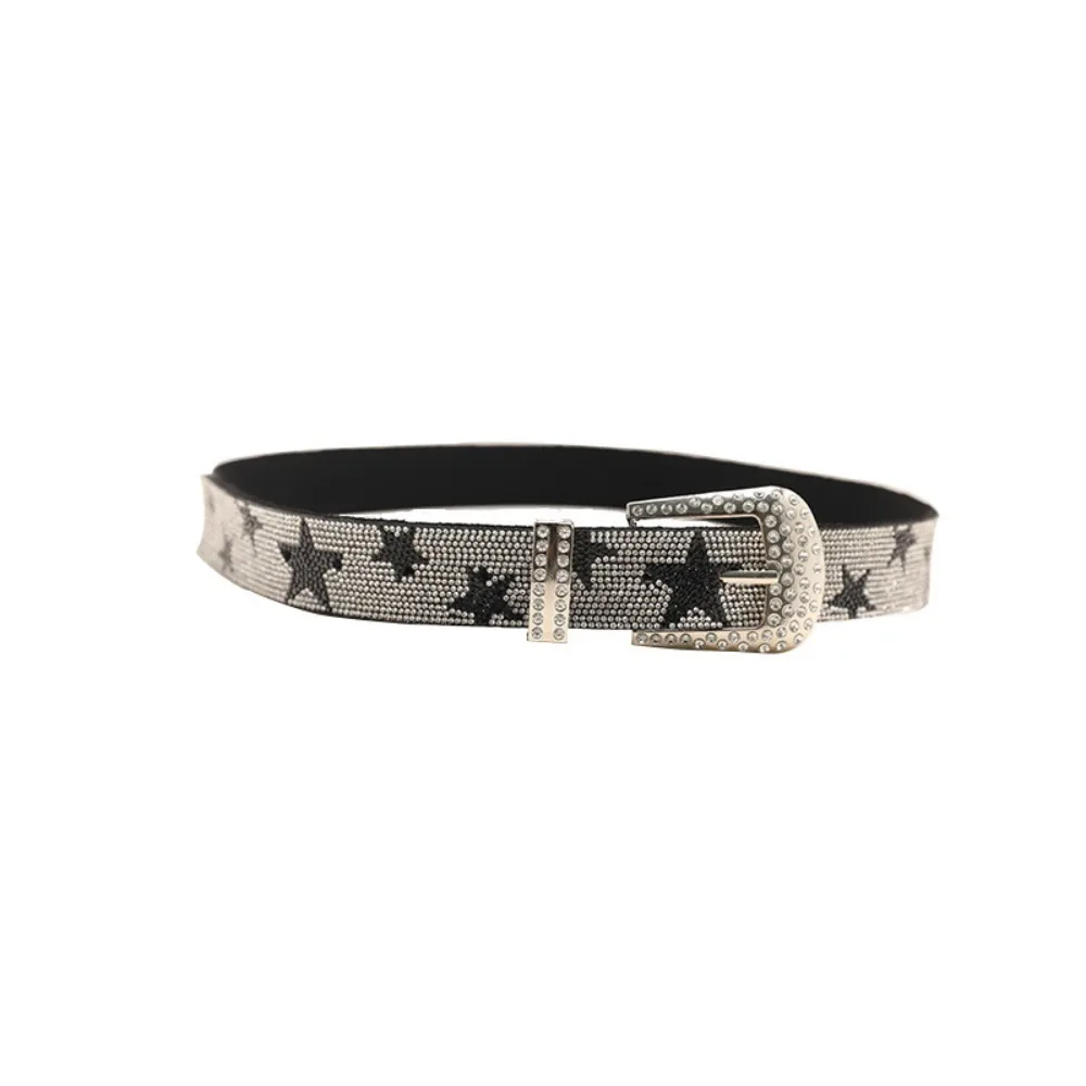 

Fashion Y2K Five-Pointed Star Belt Strap Buckle Vintage Shiny Star Waistband Punk Exaggerated Jeans Decor Waist Accessories