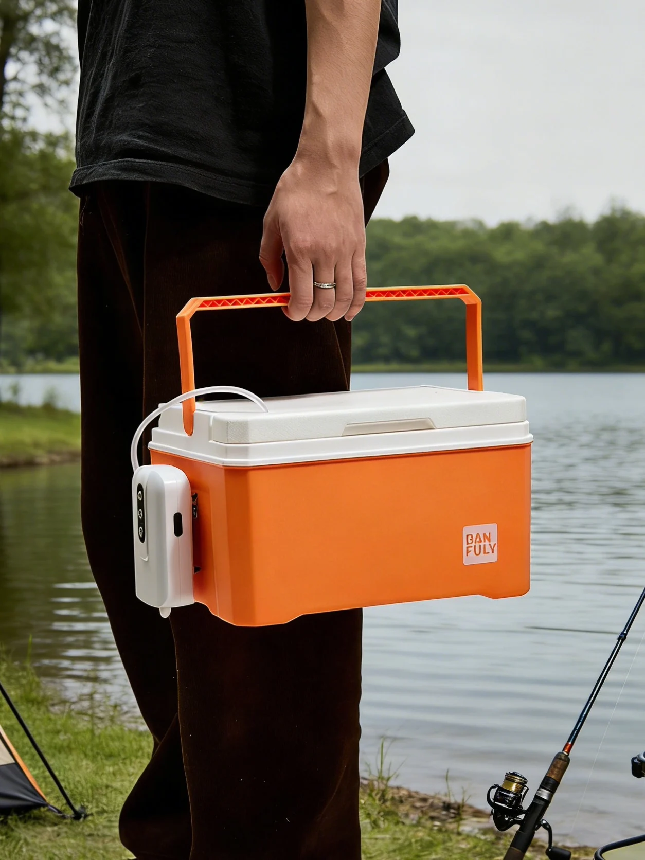ポータブル屋外釣り用ボックス酸素供給器活エビ水生輸送クーラー魚保存ケースban-fulyブランド
