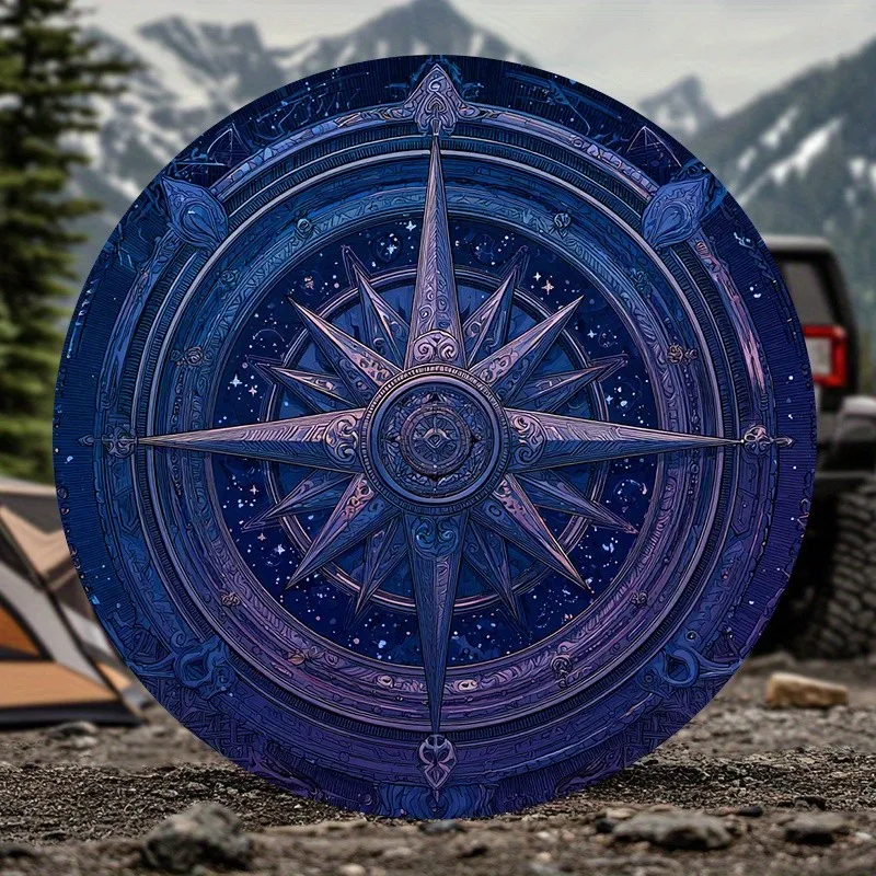 

Starry Compass Spare Tire Cover Blue Purple Nautical Adventure Protector for SUV