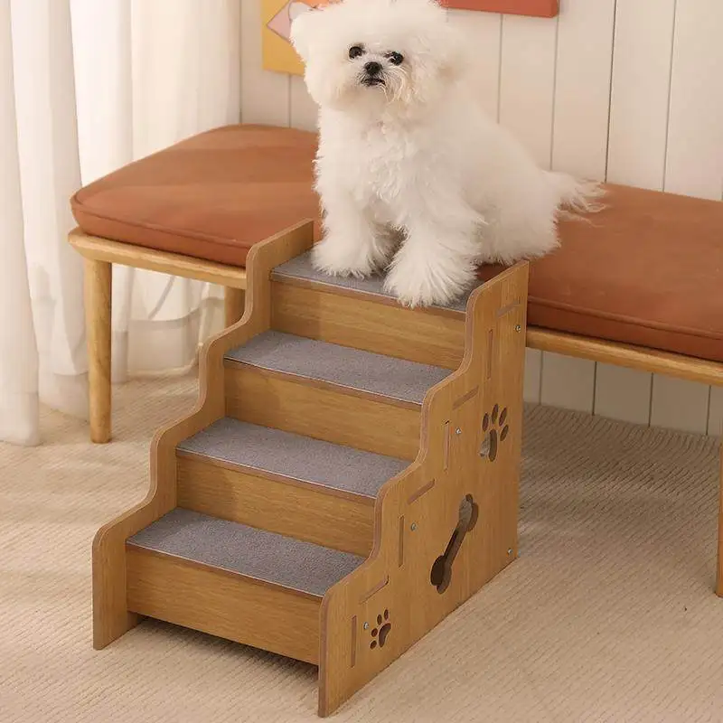Factory Direct 2026 Pet stairs dog bed ladder non-slip slope steps senior dog sofa ladder than bear corgi deer dog