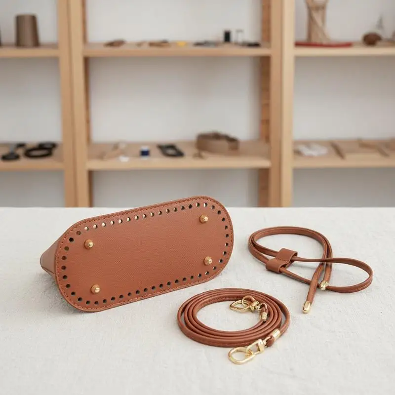 

Набор для самостоятельного изготовления сумки - основа для сумки-ведра из искусственной кожи, цепочка-ремень и аксессуары для вязаных сумок