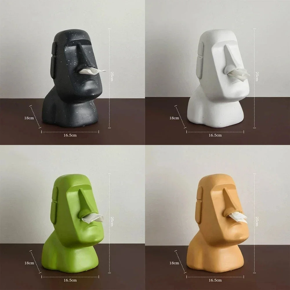 Creative paper holder Easter Island Moai tissue box stone statue Moai napkin paper box 3D toilet paper home decoration