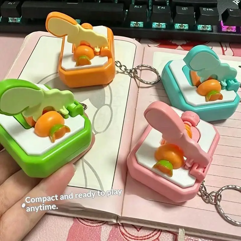 Cute Rabbit Carrot Cutting Fidget Toy Keychain Stress Relief For School Office Backpack Pendant Daily Use
