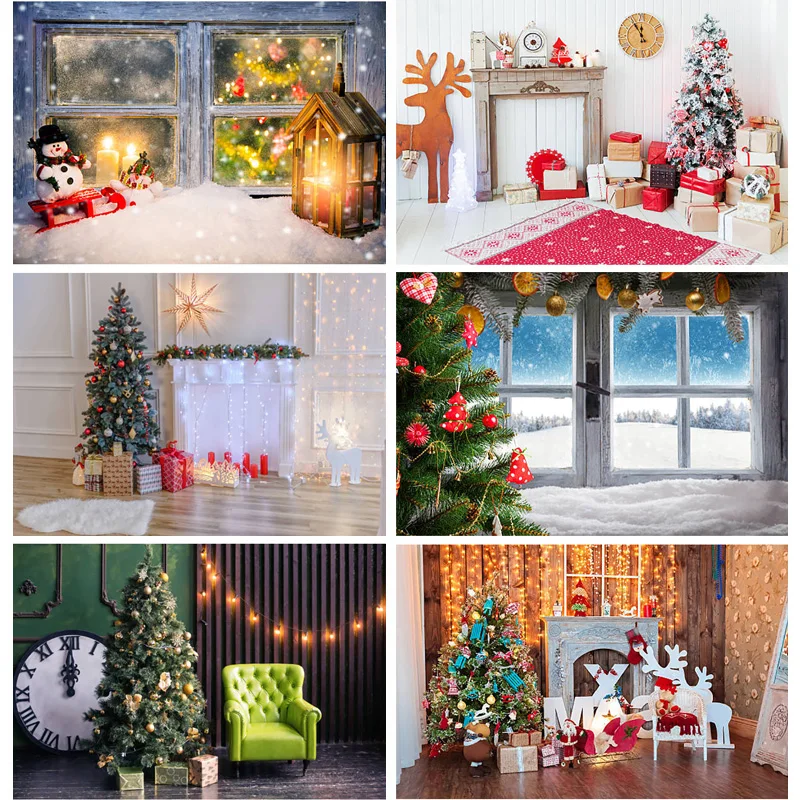 

ZHISUXI Christmas Photography Background Christmas tree Fireplace Backdrops For Photo Studio Props 2299 SDJ-01