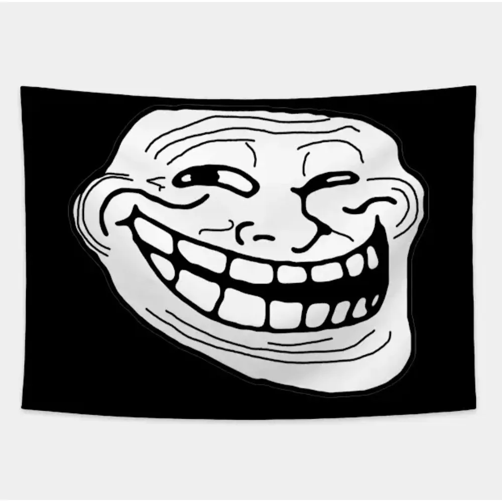 Troll Face Meme Tapestry - Soft, Cozy, Perfect for Home Decor, Adding Quirky Vibes, Humor, and a Pop of Fun to Any Room